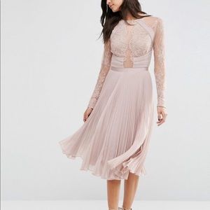 ASOS pleated lace midi dress